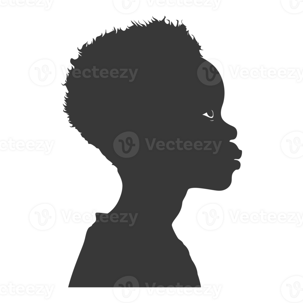AI generated Silhouette african boy black color only png