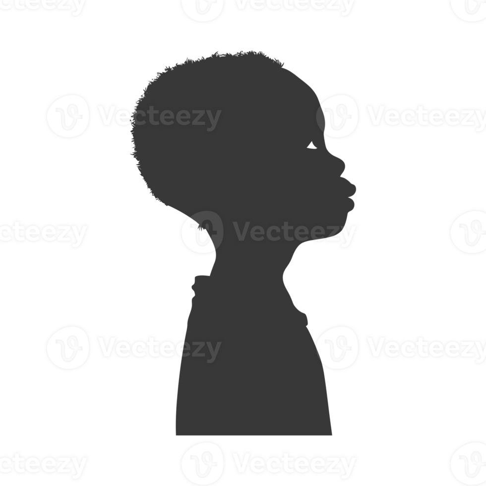 AI generated Silhouette african boy black color only png