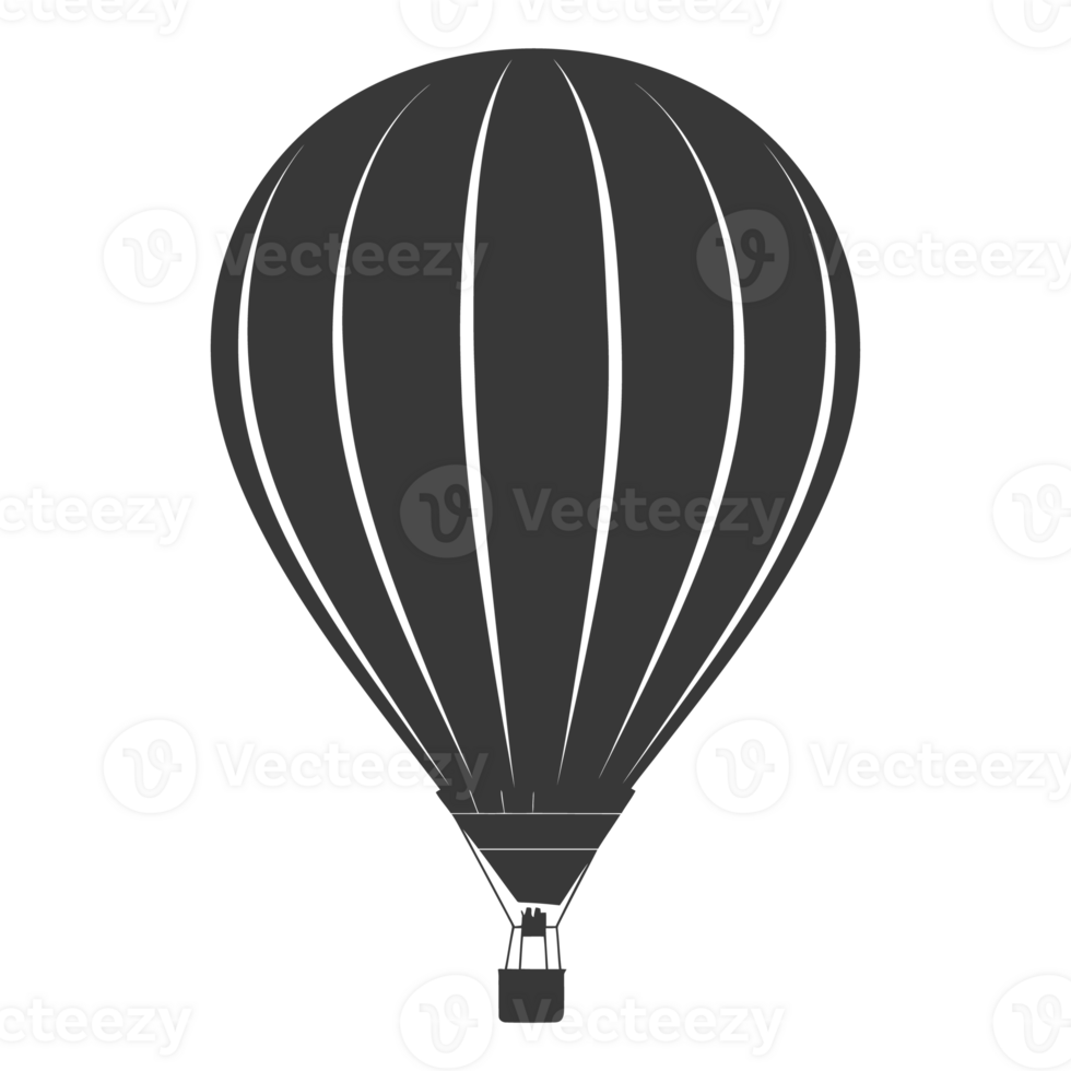 AI generated Silhouette air balloon black color only png