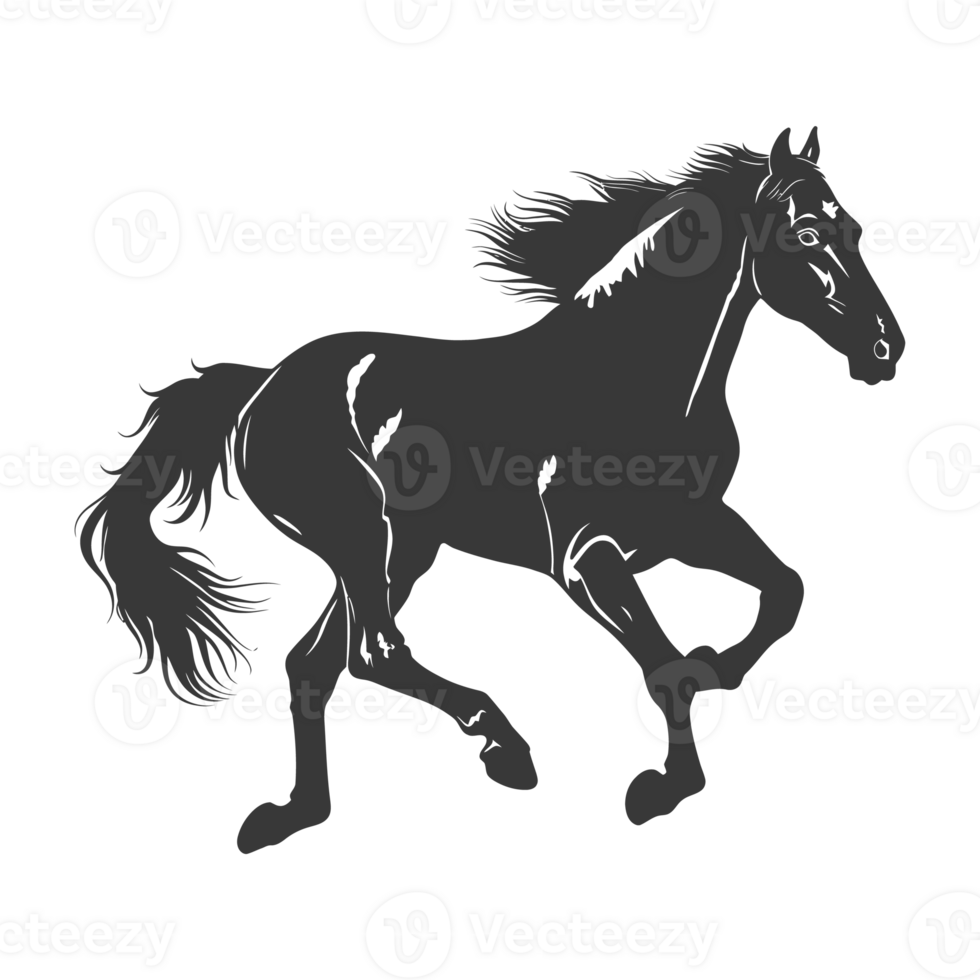 AI generated Silhouette a horses galloping black color only png