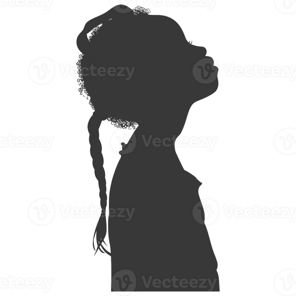 AI generated Silhouette african girl alone black color only png