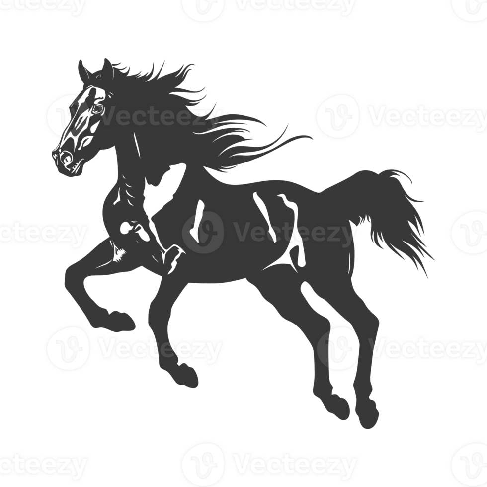 AI generated Silhouette a horses galloping black color only png