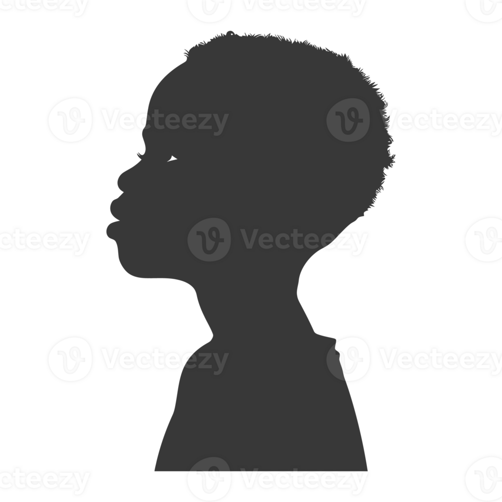 AI generated Silhouette african boy black color only png