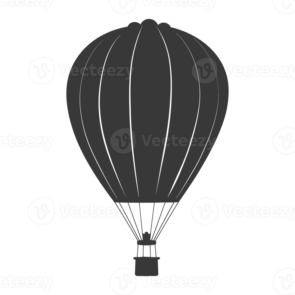 AI generated Silhouette air balloon black color only png