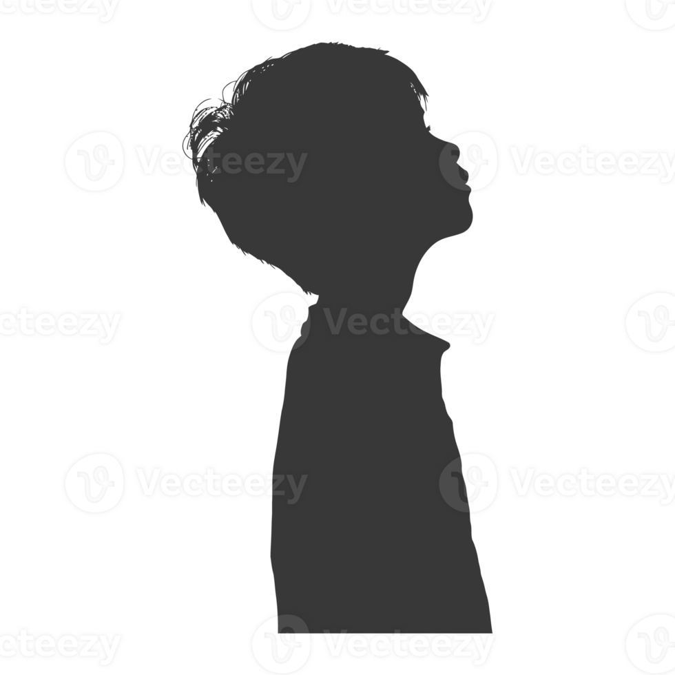 AI generated Silhouette asian boy black color only png