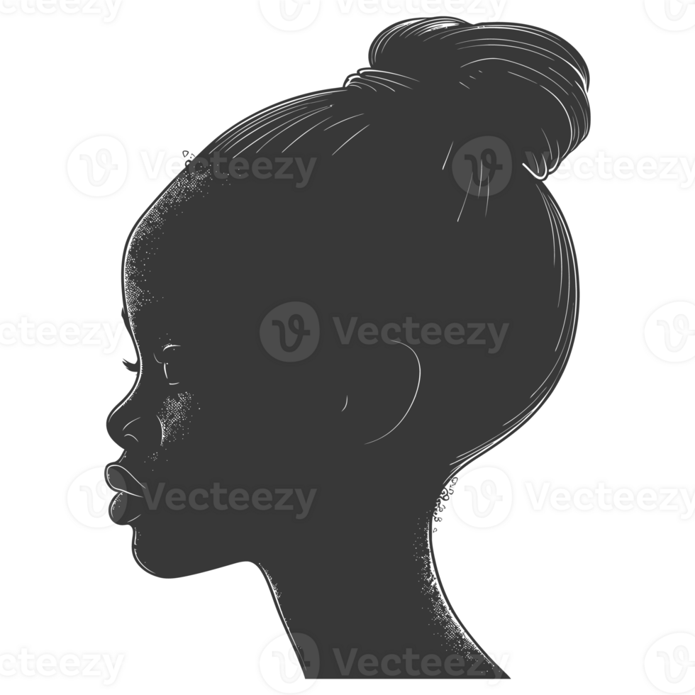 ai gegenereerd silhouet Afrikaanse meisje zwart kleur enkel en alleen png