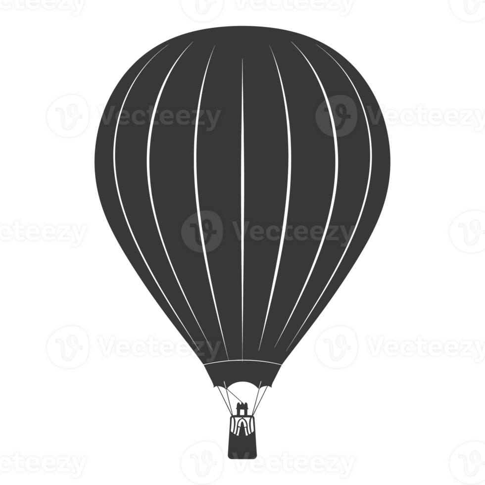 AI generated Silhouette air balloon black color only png