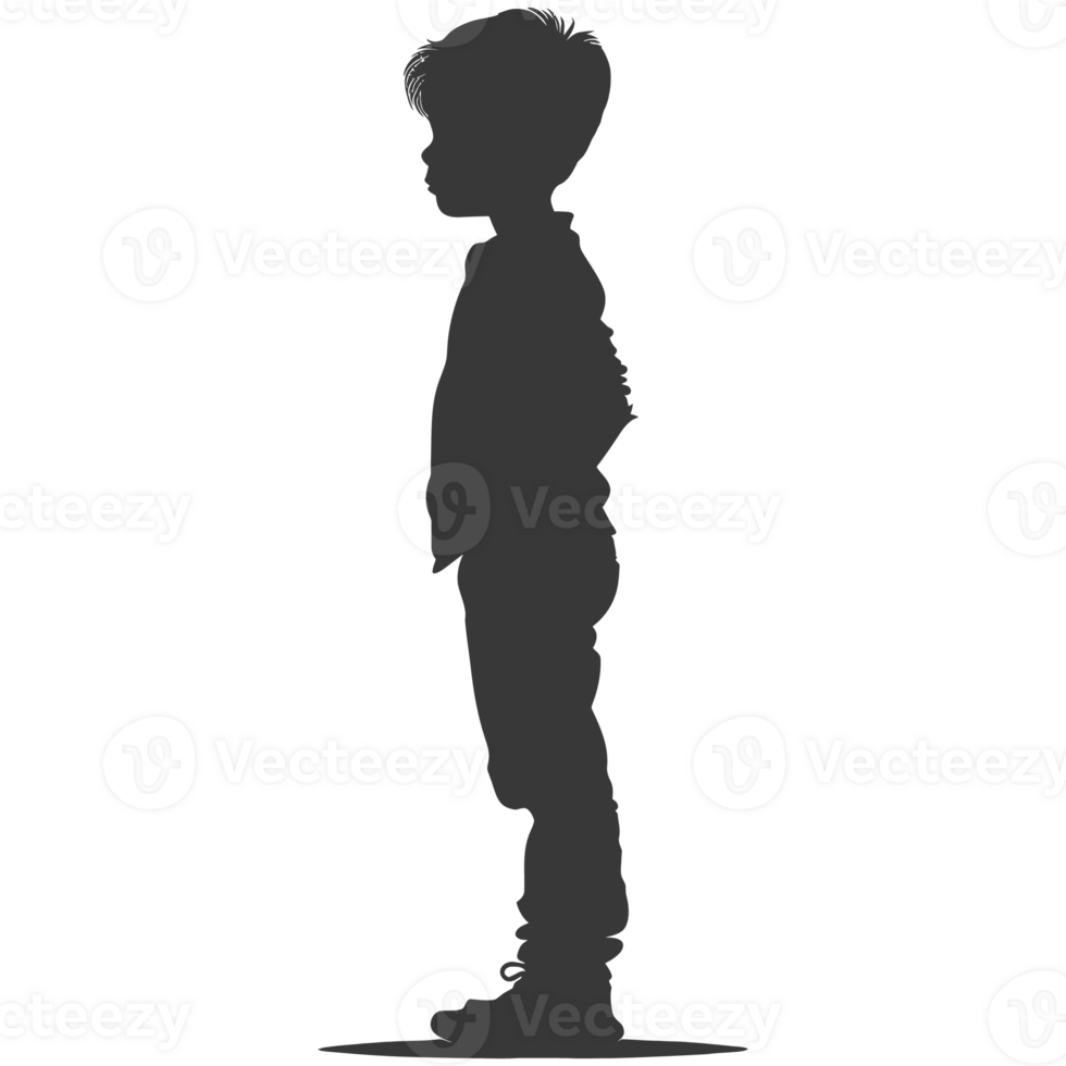 AI generated Silhouette asian boy black color only png