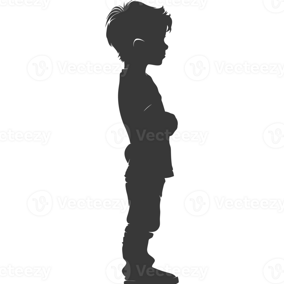 AI generated Silhouette asian boy black color only png