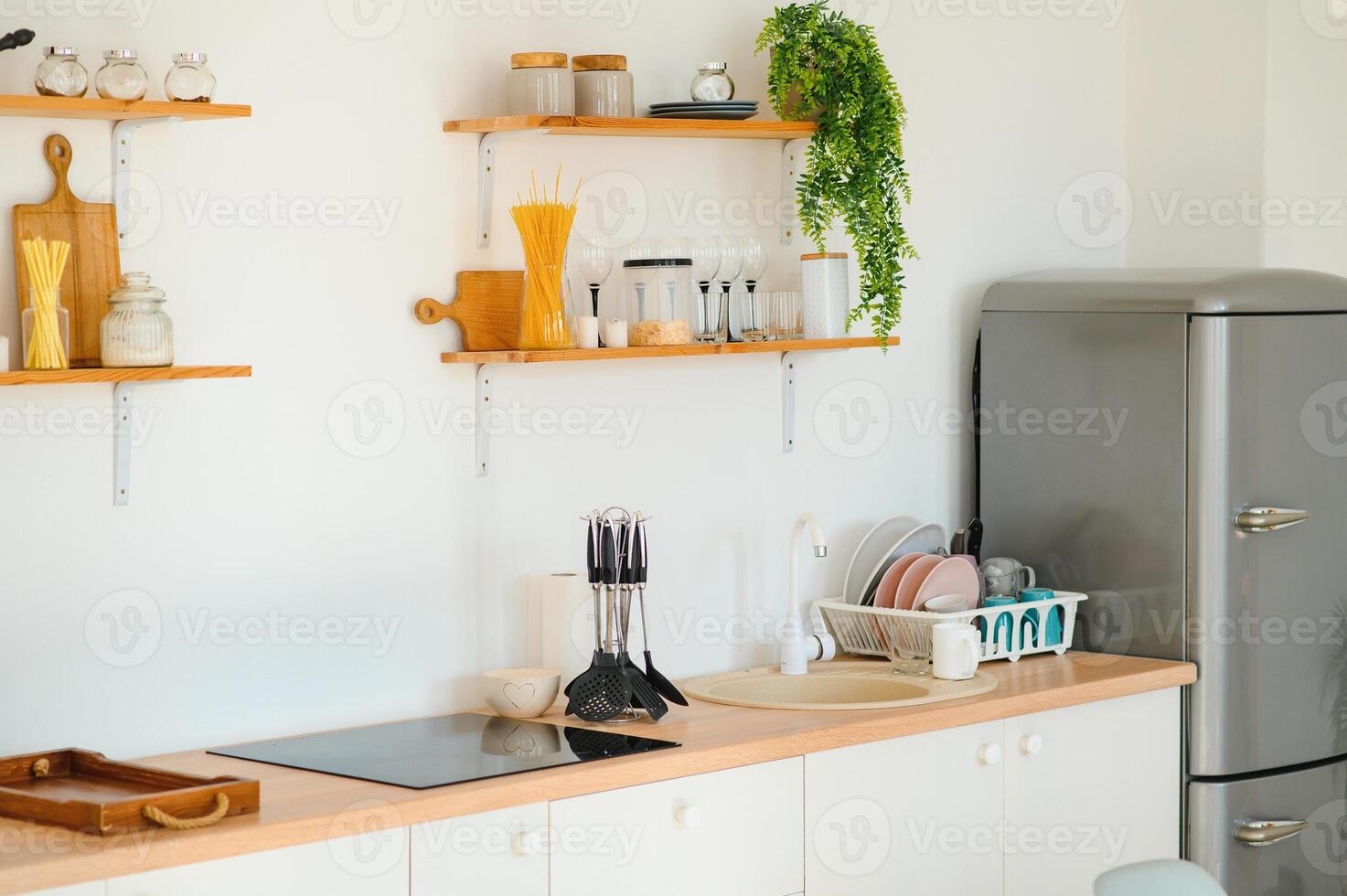 Interior of modern comfortable kitchen photo