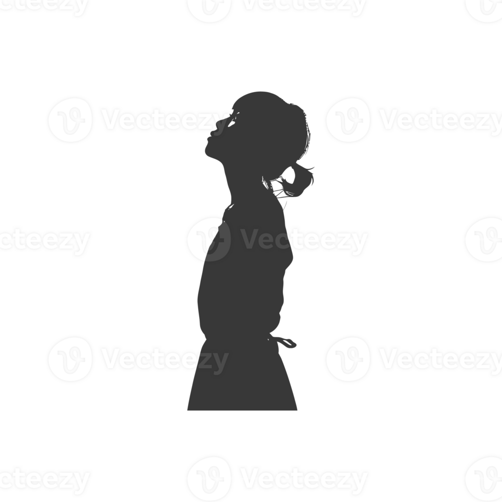 AI generated Silhouette asian girl alone black color only png