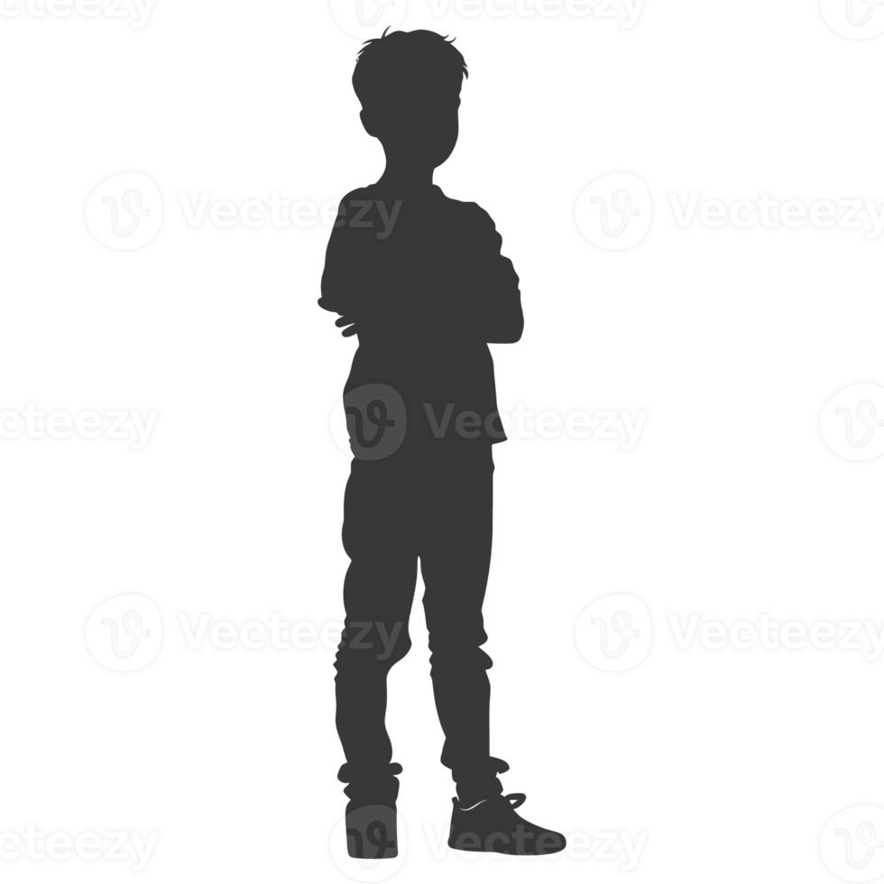 AI generated Silhouette asian boy black color only png