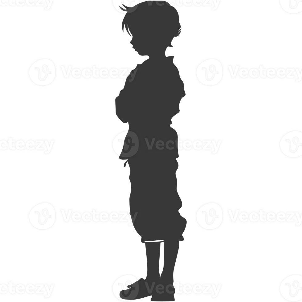 AI generated Silhouette asian boy black color only png