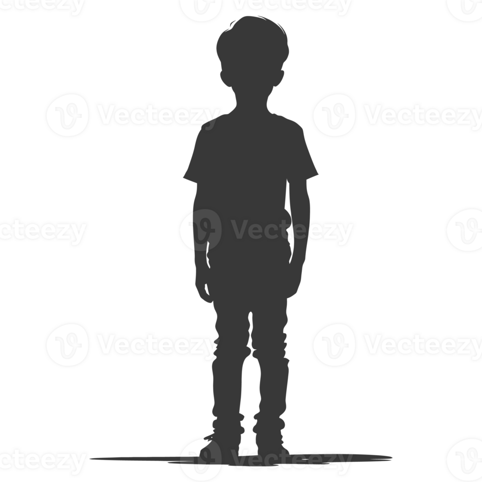 AI generated Silhouette asian boy black color only png