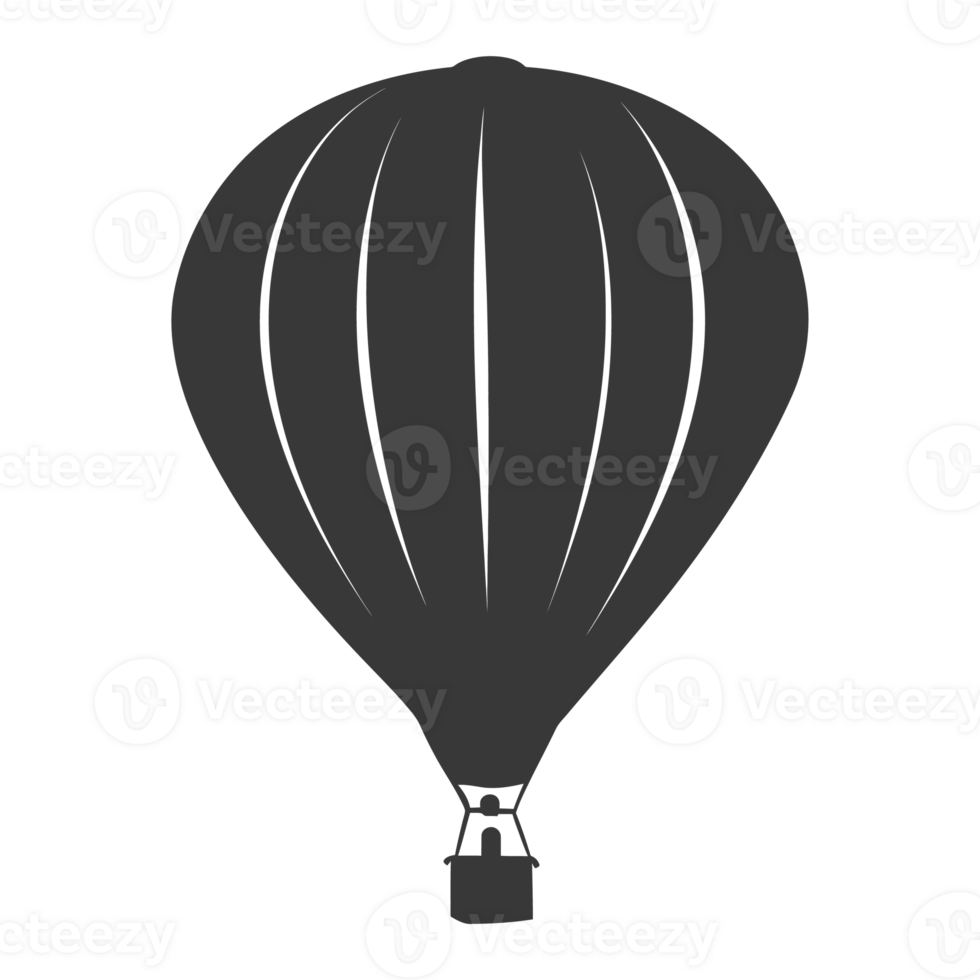 AI generated Silhouette air balloon black color only png