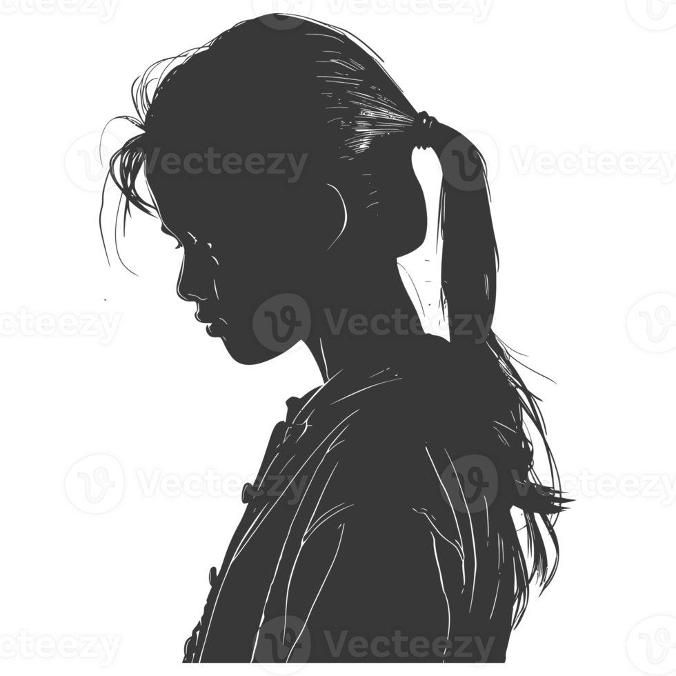 AI generated Silhouette asian girl black color only png