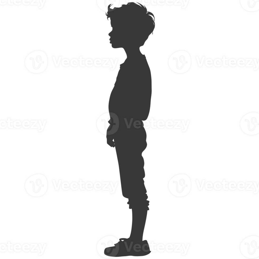 AI generated Silhouette asian boy black color only png