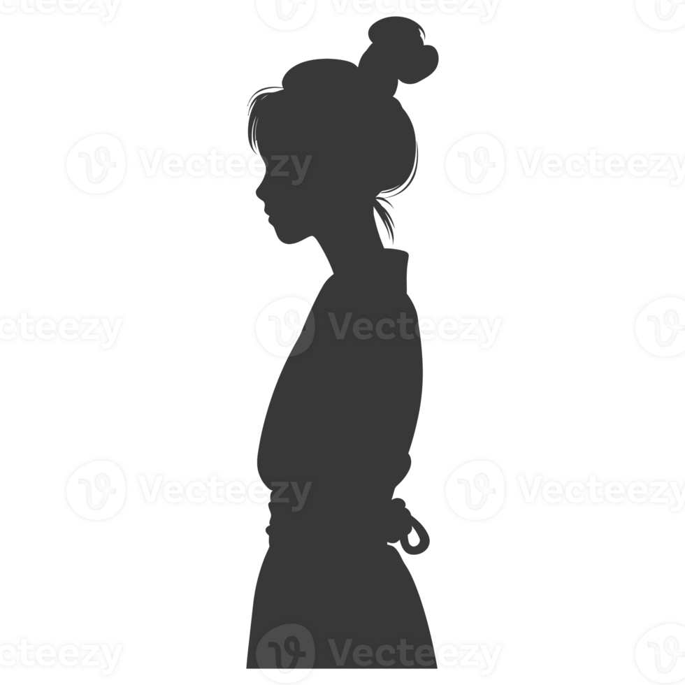 AI generated Silhouette asian girl alone black color only png