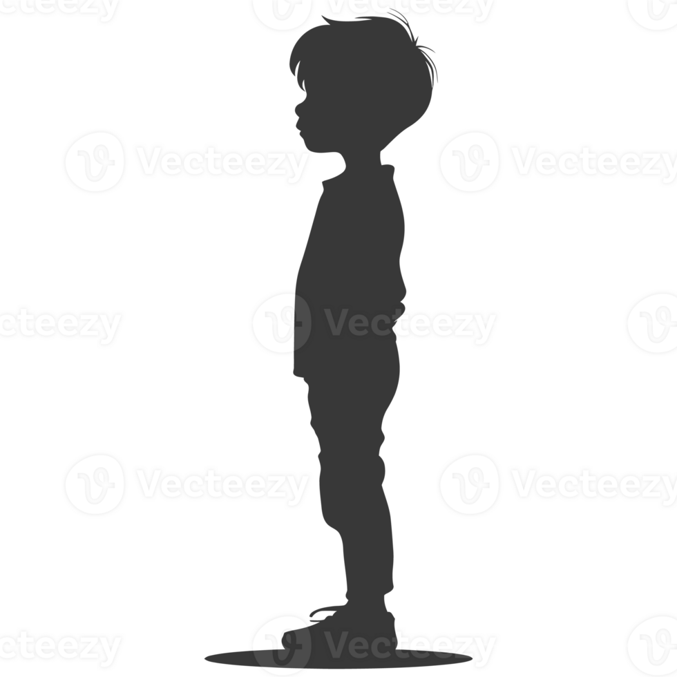 AI generated Silhouette asian boy black color only png