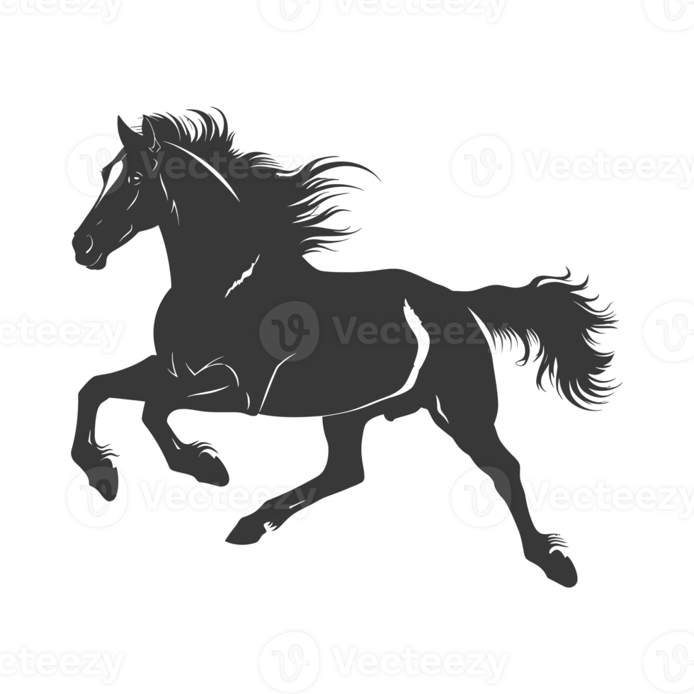 AI generated Silhouette a horses galloping black color only png