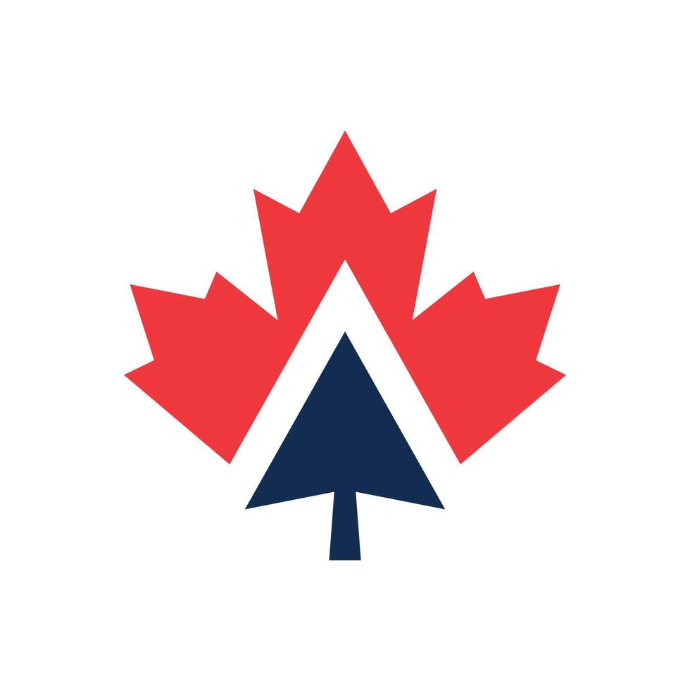 Up Arrow Canadian Maple Icon Vector Logo Template