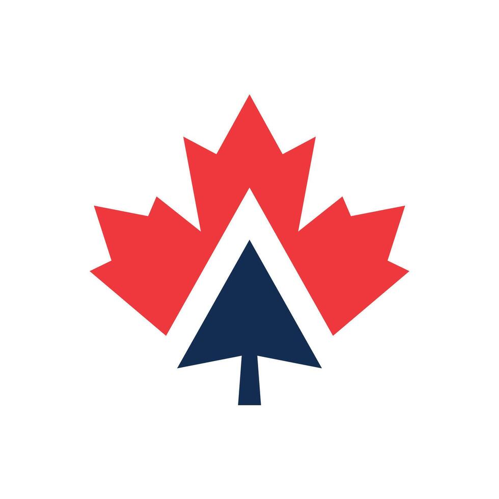 Up Arrow Canadian Maple Icon Vector Logo Template