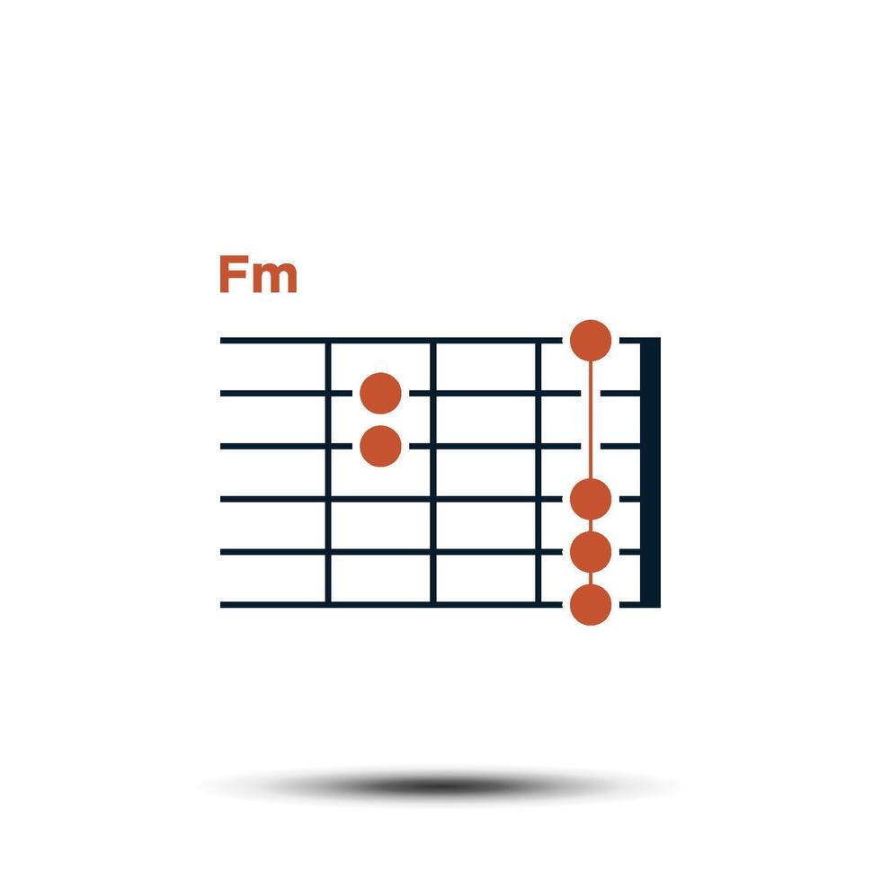 Fm, Basic Guitar Chord Chart Icon Vector Template