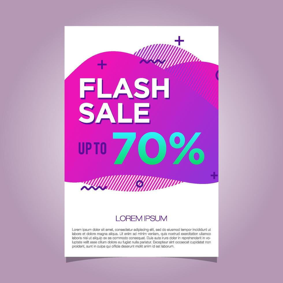 Flash Sale 70 percent banner. Liquid background purple color vector template illustration design EPS 10