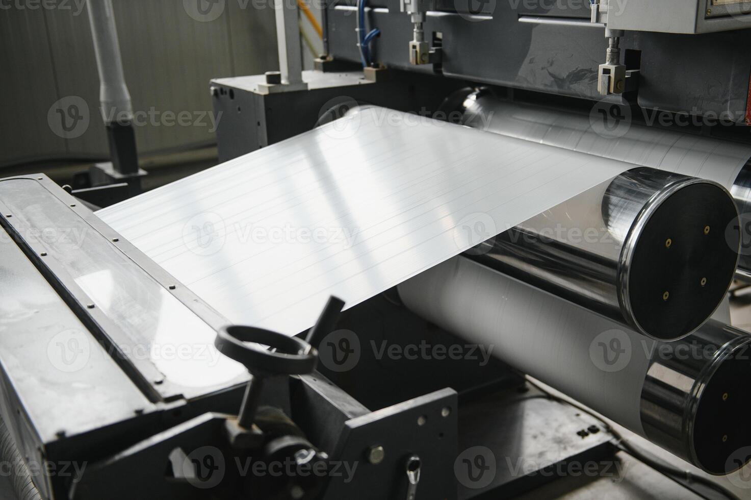 Weaving machines of the factories. Production of textiles. photo