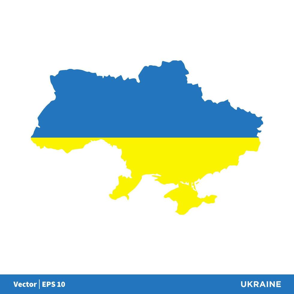 Ukraine - Europe Countries Map and Flag Vector Icon Template Illustration Design. Vector EPS 10.