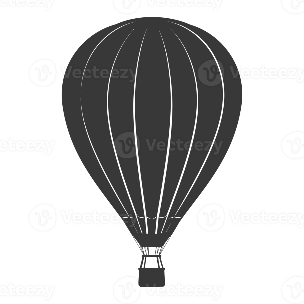 AI generated Silhouette air balloon black color only png