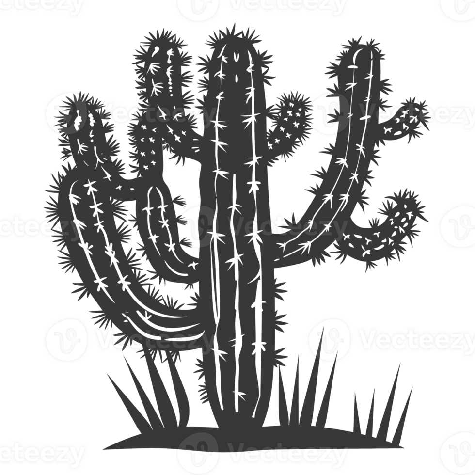 AI generated Silhouette cactus plant black color only png