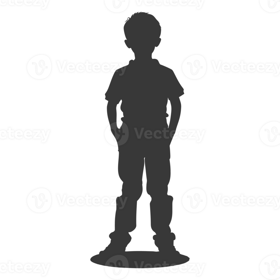 AI generated Silhouette asian boy black color only png