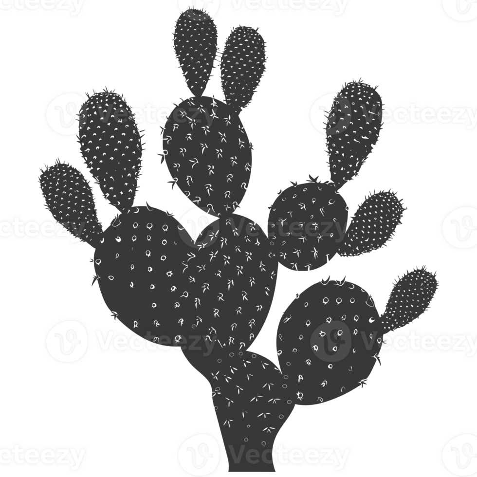 AI generated Silhouette cactus plant black color only png