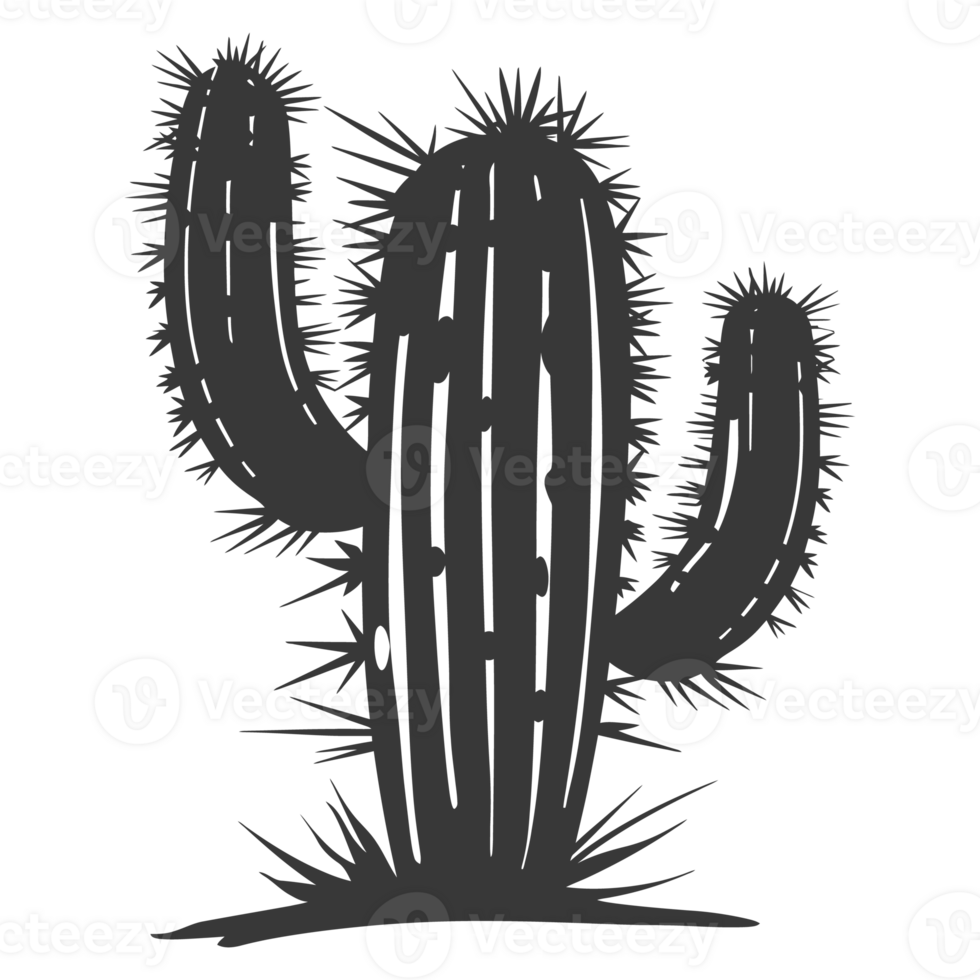 AI generated Silhouette cactus plant black color only png
