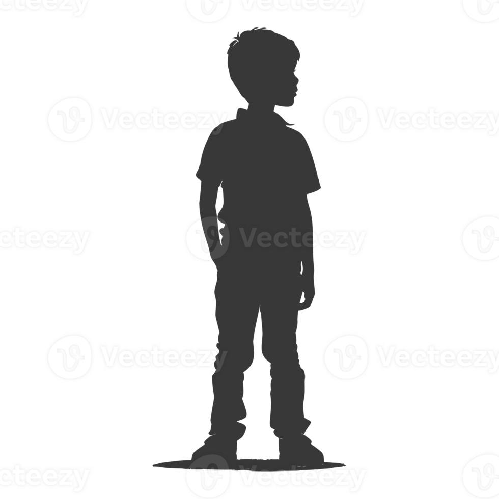 AI generated Silhouette asian boy black color only png