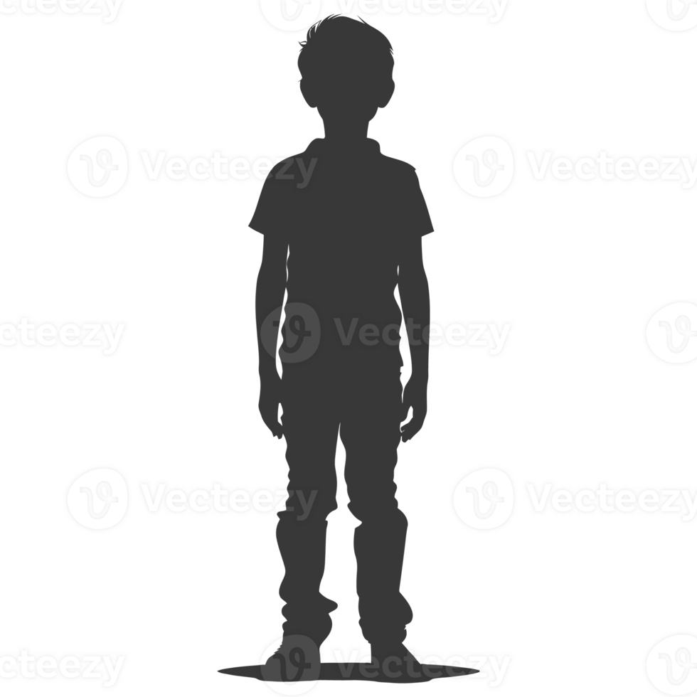 AI generated Silhouette asian boy black color only png