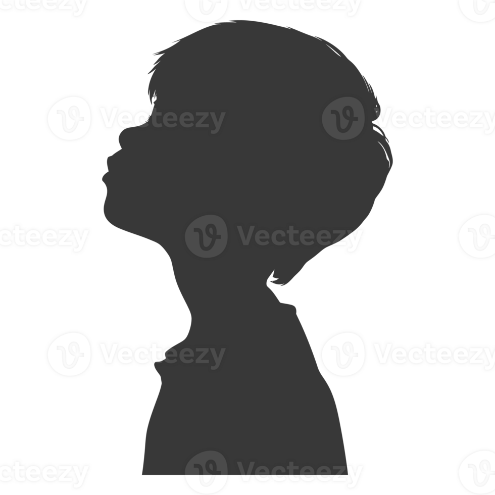 AI generated Silhouette asian boy black color only png