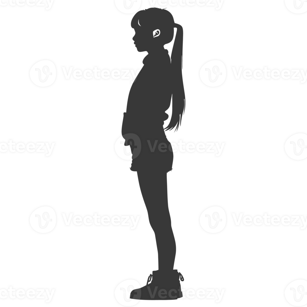 AI generated Silhouette asian girl black color only png