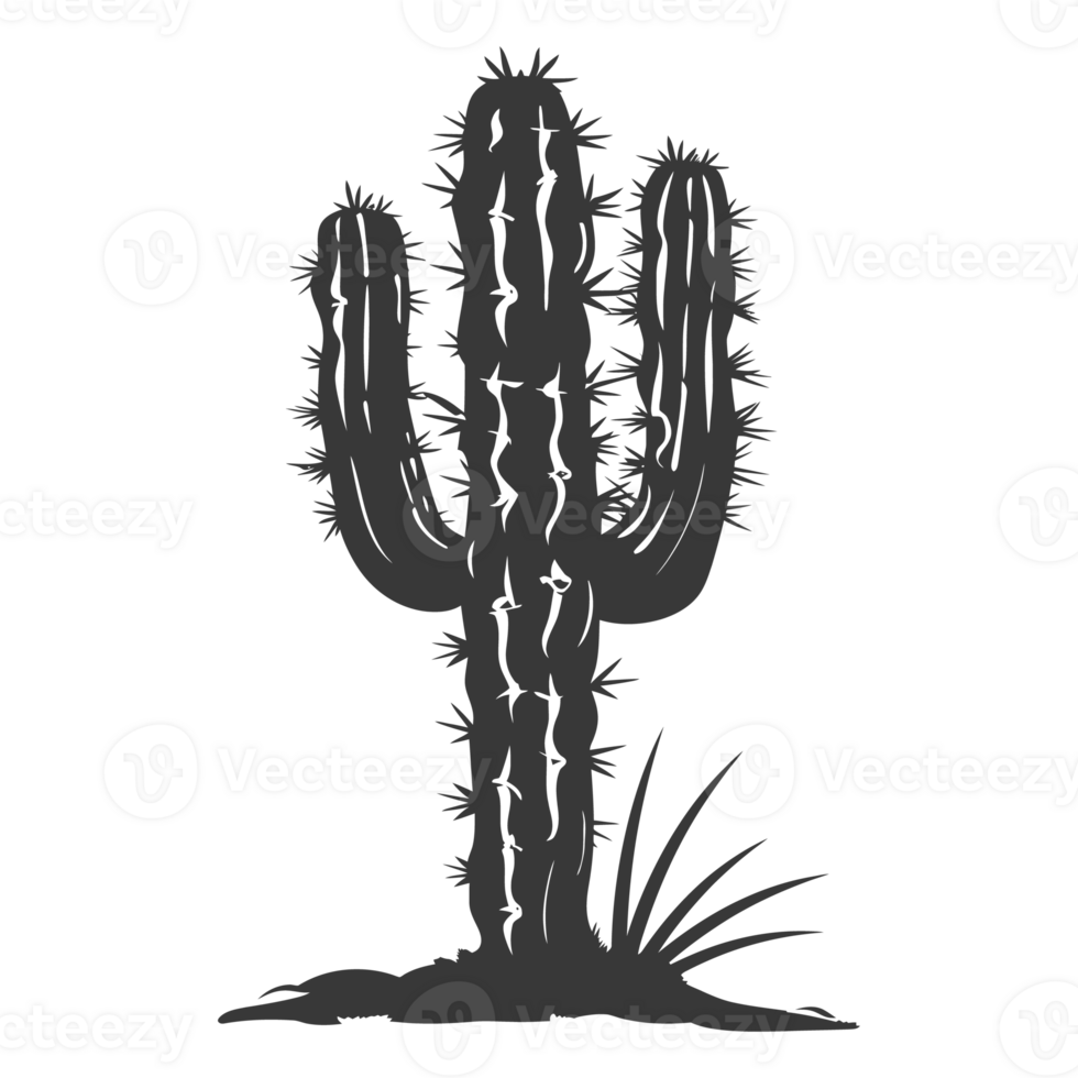 AI generated Silhouette cactus plant black color only png