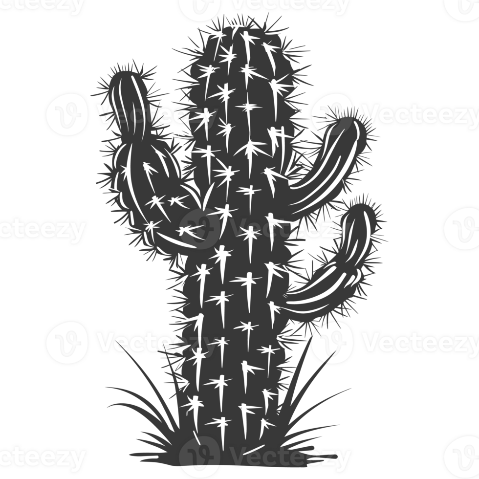 AI generated Silhouette cactus plant black color only png