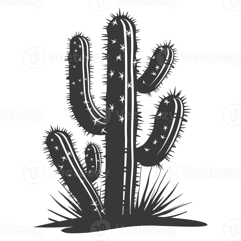 ai gerado silhueta cacto plantar Preto cor só png