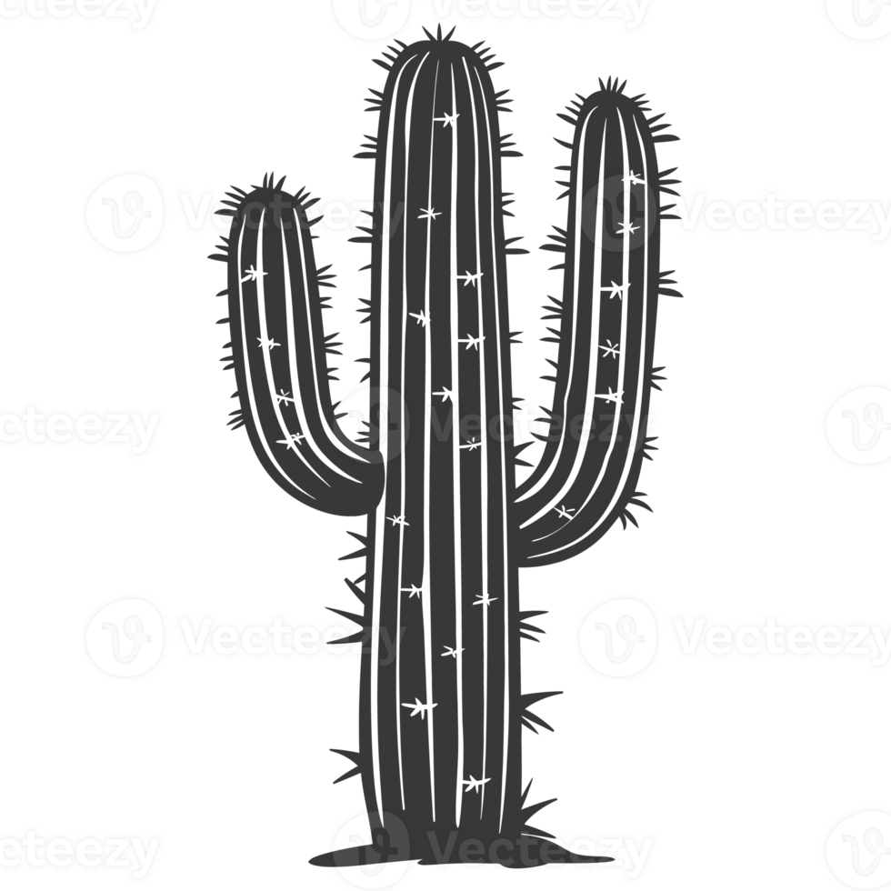AI generated Silhouette cactus plant black color only png
