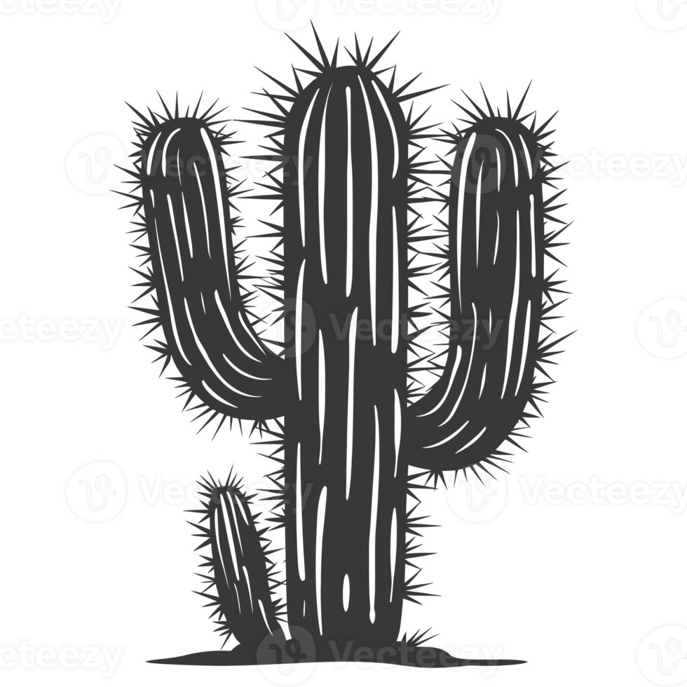AI generated Silhouette cactus plant black color only png