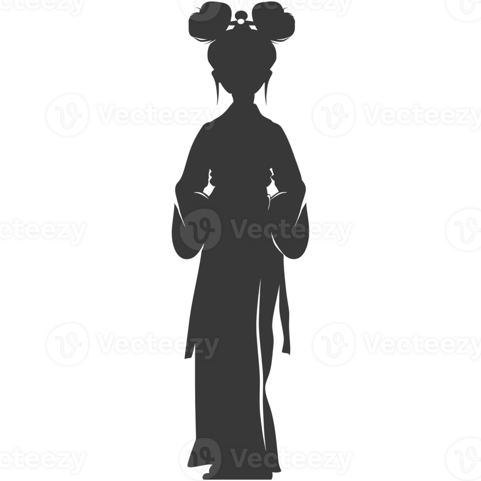 AI generated Silhouette asian girl black color only png