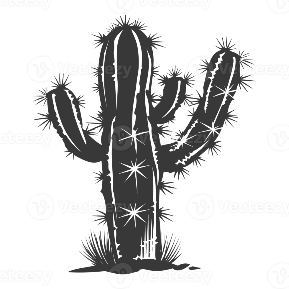 AI generated Silhouette cactus plant black color only png