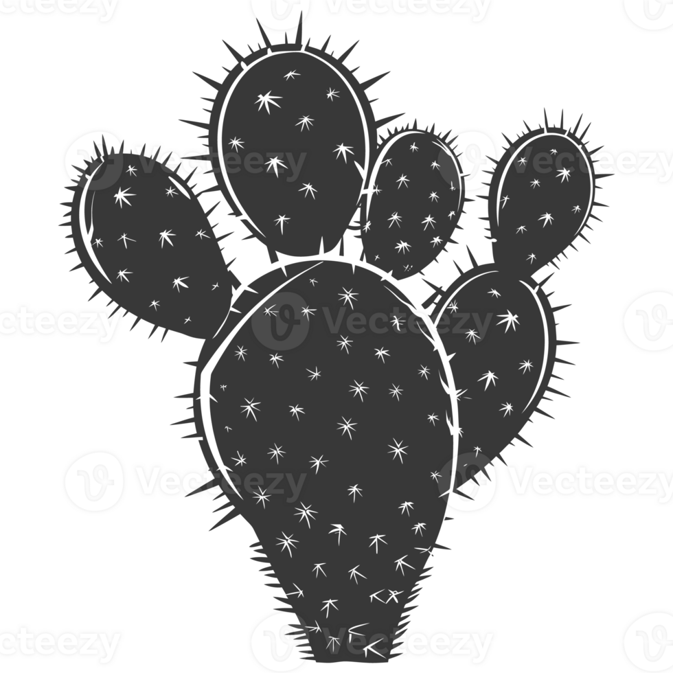 AI generated Silhouette cactus plant black color only png