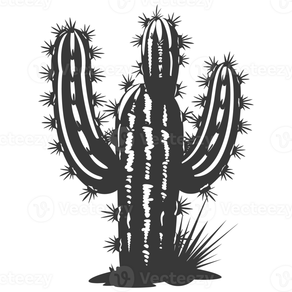 AI generated Silhouette cactus plant black color only png