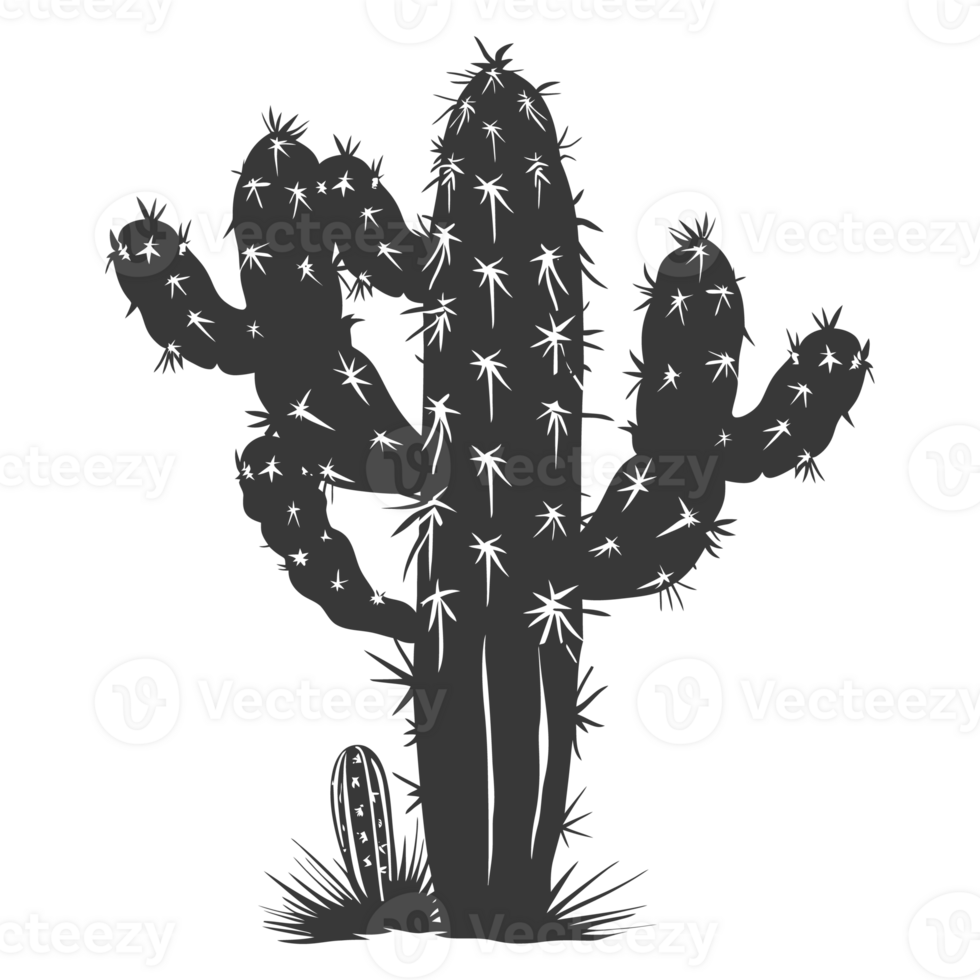 AI generated Silhouette cactus plant black color only png