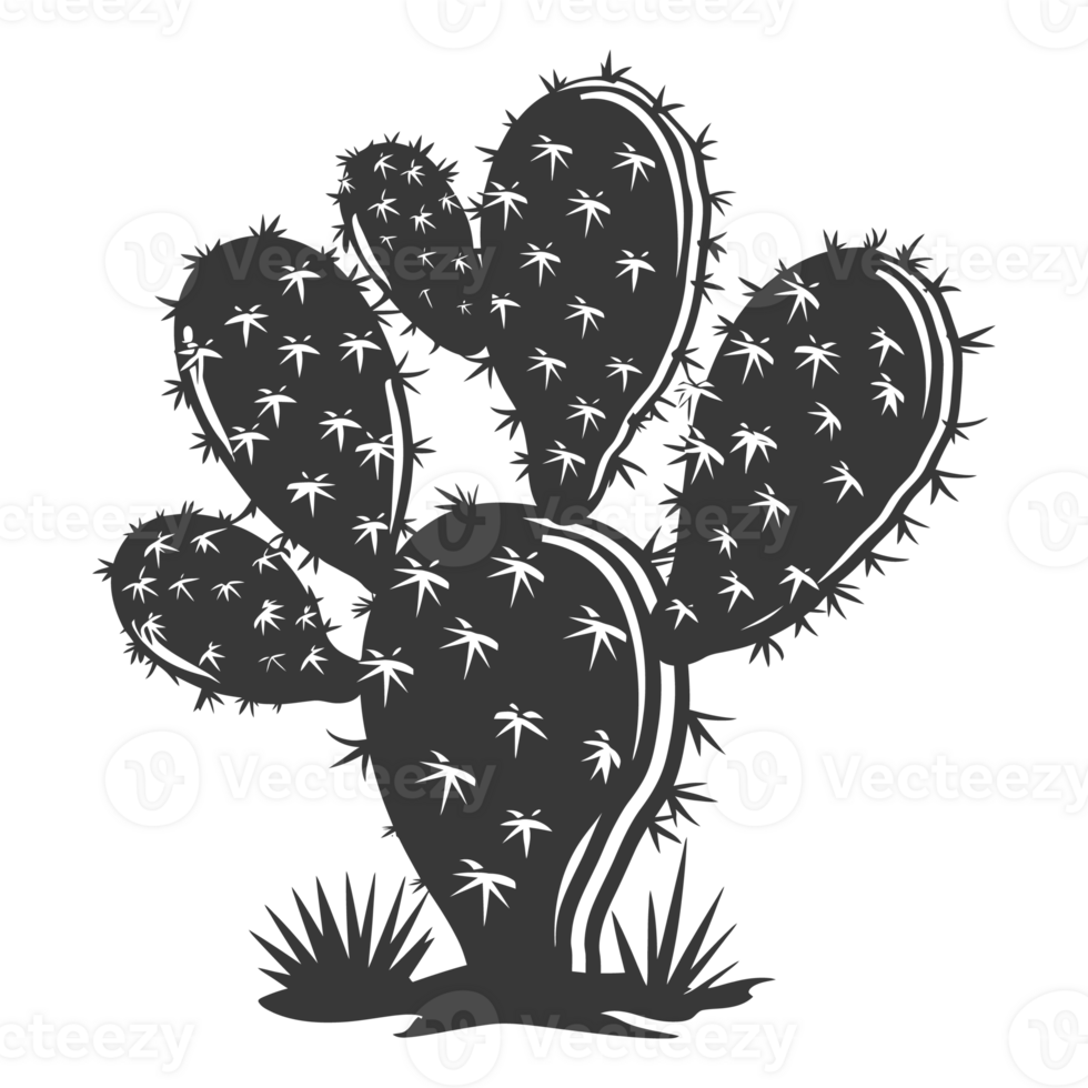 AI generated Silhouette cactus plant black color only png